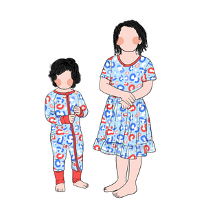 Fabricación de fábrica, venta al por mayor, fibra de proteína de leche, <span class=keywords><strong>el</strong></span> 4 de julio, mameluco para bebé, vestido a juego para niñas - Product Image 2