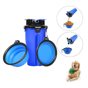Bouteille d'eau et de nourriture pour chien 2 en 1 pour les voyages en plein air, gobelet de voyage pour chien, récipient pour nourriture pour animaux de compagnie avec bols pliables pour chien - Product Image 1