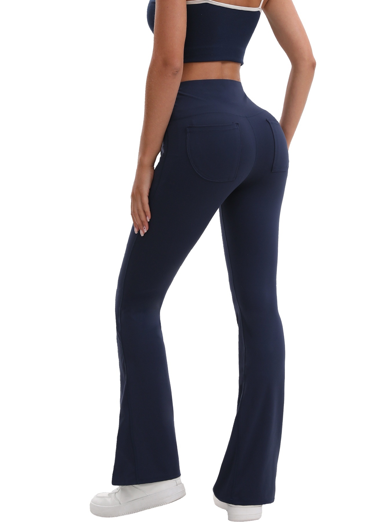 (Overseas Warehouse Shipping)2026 New Arrival Slim-fit Wide-leg Yoga Pants Pockets Elastic Waist High-stretch Fabric Full