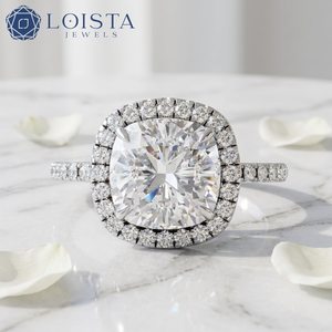 แหวนหมั้นเพชรทรงคุชชั่น LOISTA ทองคำขาว สี D ธรรมชาติ ได้รับการรับรองจาก GIA สไตล์คลาสสิกสำหรับผู้หญิง - Product Image 2