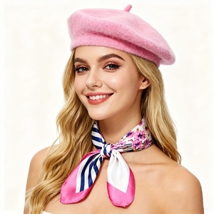 <span class=keywords><strong>Ensemble</strong></span> chapeau <span class=keywords><strong>béret</strong></span> et <span class=keywords><strong>écharpe</strong></span> en mousseline de soie de style coréen pour femmes, chapeaux seau à large bord avec imprimé floral, <span class=keywords><strong>écharpe</strong></span> carrée avec nœud papillon, couvre-chef - Product Image 1