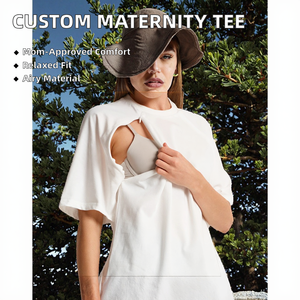 Abbigliamento Premaman Premium con Logo Personalizzato, Maglietta Larga per <span class=keywords><strong>Allattamento</strong></span> in Tinta Unita, Top Casual per l'<span class=keywords><strong>Allattamento</strong></span> - Product Image 2
