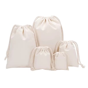 Bolsa de Tela de Algodón Muselina Orgánica Ecológica Personalizada, Bolsa Pequeña Blanca de Calicó con Cordón y Logotipo Promocional - Product Image 1