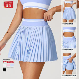 Disko Sport – Mini-jupe plissée taille haute pour femmes, couleur unie, respirante, pour le tennis, le fitness et les sports, 5062 - Product Image 2
