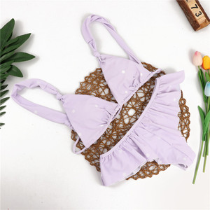 Top de <span class=keywords><strong>Bikini</strong></span> con Volantes YWMR-9037, Color Sólido, Nuevo <span class=keywords><strong>Bikini</strong></span> Femenino con Diseño de Lunares, Traje de Baño Dividido para Mujer, <span class=keywords><strong>Bikini</strong></span> de Marca Privada - Product Image 2