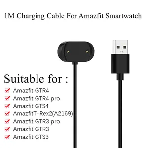 Kabel pengisian daya USB untuk Huami Amazfit GTS3 GTR3 GTR 3 PRO T-Rex2 GTS4 GTR 4 kabel pengisian daya cerdas Cradle kabel pengisian cepat