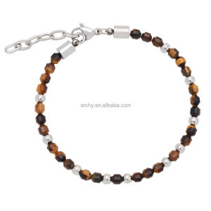 Erkek Bohemian yıldönümü takı hediye moda kare boncuk 7x7mm mavi Sodalite taş ayarlanabilir paslanmaz çelik Trendy - Product Image 4