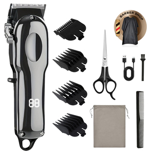 Kit <span class=keywords><strong>de</strong></span> tondeuse à cheveux électrique rechargeable pour homme en acier inoxydable avec sac, ensemble <span class=keywords><strong>de</strong></span> barbier complet - Product Image 1
