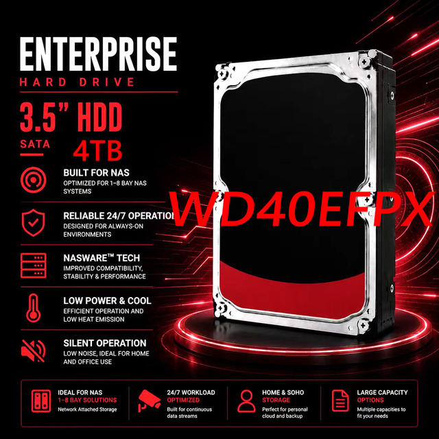 4TB WD40EFPX NAS Internal Hard Drive HDD 5400 RPM, SATA  3.5inch WD40EFPX Camera  Hard Disk NVR DVR computer accessories