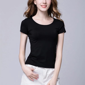 Camiseta con estampado personalizado para mujer, camiseta de verano de Color sólido, camiseta informal de algodón para mujer, <span class=keywords><strong>poleras</strong></span> elegantes para Mujer - Product Image 4