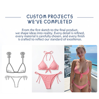 Bikini V-string personnalisé de qualité supérieure avec design à volants, OEM, séchage rapide, ensemble de bikini noir pour femmes pour les vacances à la plage