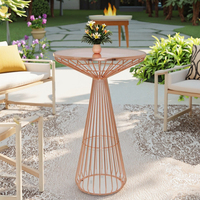 Korsen — Table de Bar avec fil métallique, 3 couleurs, en acier inoxydable, or Rose, or, Table ronde, pour événement, mariage