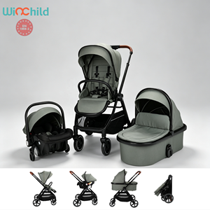 Passeggino Multifunzionale Pieghevole 3 in 1 con Navicella, <span class=keywords><strong>Seggiolino</strong></span> Auto e Carrozzina per Neonati e Bambini - Product Image 1