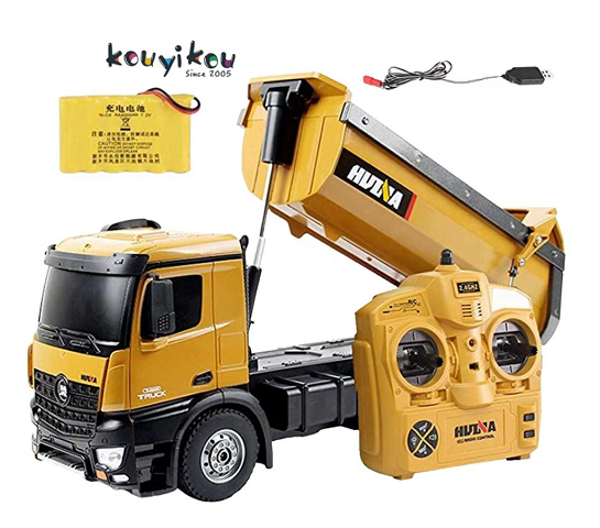KYK 1/14 2,4 ГГц 10CH RC грузовик-разгрузка HUINA 1573 дистанционное управление самозагружающийся инженерный грузовик со светодиодной подсветкой Радиоуправляемый грузовик