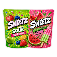 En stock Nouveau design Sachets Mylar doubles 2 en 1 de 3,5g, type Stand-up, anti-odeur, avec fermeture à glissière et thermoscellables, Cali Packs