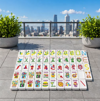 Vente en gros - Ensemble de mahjong américain portable en acrylique, 166 tuiles, emballage en boîte en cuir, pour les magasins de jeux de société