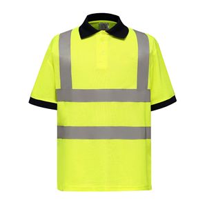 Solapa reflectante alta visibilidad sostenible lavable poliéster CE certificado Unisex secado rápido transpirable trabajo camiseta construcción - Product Image 1