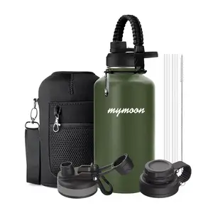 Promotion Adventure Water Jug 64oz Thermal Water Bottle Double Wall Stainless Steel Sports Flask For Gym With Paracord