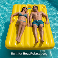 Bouée de piscine gonflable pour adultes, position ventrale, avec trou pour le visage, 2 porte-gobelets, en PVC épaissi haute résistance, écologique et étanche