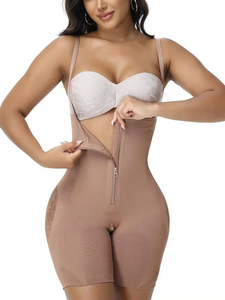 <strong>Strapless</strong> Zip Front Open Crotch <strong>Shapewear</strong> High Compression Tummy Control Butt Lifter <strong>Bodysuit</strong> - Product Image 2