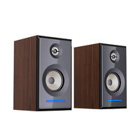 Altavoces de Estantería con Monitor Bluetooth Activo Estéreo 2.0 de 20 Vatios RMS con Carcasa de Madera, LED y Entrada de Audio Auxiliar y USB