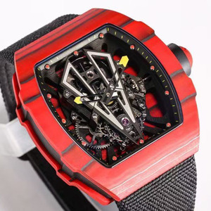 Montre-bracelet squelette ultra-légère pour homme, classique, de luxe, best-seller, avec aiguilles lumineuses, tourbillon, en fibre de carbone TPT, de forme barre - Product Image 2