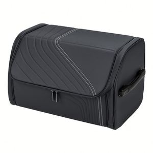AOITO M9 Organisateur de coffre de voiture de luxe en cuir PU pliable avec compartiment en maille, fonction de suspension, pliable, pour dossier de siège de voiture, accès facile - Product Image 1