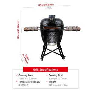 Barbecue Kamado SEB KAMADO 23,5 pouces, <span class=keywords><strong>noir</strong></span>, grand modèle, en céramique, forme d'œuf, pour cuisine extérieure, fumoir en céramique - Product Image 2