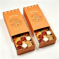 Boîte à pizza coréenne biodégradable en gros, personnalisée, imprimée, avec tiroir coulissant, rectangulaire, encre de soja, pour pizza