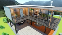 Maison de vacances luxueuse à 2 étages, alimentée par l'énergie solaire 6 kW, maison de loisirs à 2 chambres avec échasses et fenêtres à la française au Chili