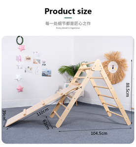 Q&M Otros Juguetes Educativos, Toboganes, Gimnasio al Aire Libre, Estructura de Madera para Niños, Montessori, Escalada - Product Image 5