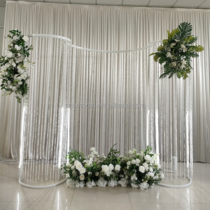 Arche de toile de fond en fer blanc lisse avec éclairage LED pour événements, décoration de fond de mariage en forme de <span class=keywords><strong>S</strong></span>, décoration florale artificielle - Product Image 5