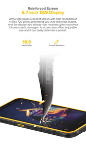 Armor X8頑丈なスマートフォン、5.7インチHDディスプレイ5080mAhバッテリー、グローバルデュアルSIM 4G携帯電話、NFC、GPS、Bluetooth、<span class=keywords><strong>Android</strong></span> 10 <span class=keywords><strong>OS</strong></span> - Product Image 5