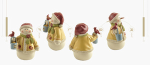 Bonhomme de neige en résine, 8 pouces, avec oiseau rouge et seau, pour cadeaux de famille, nouvelle collection, - Product Image 6