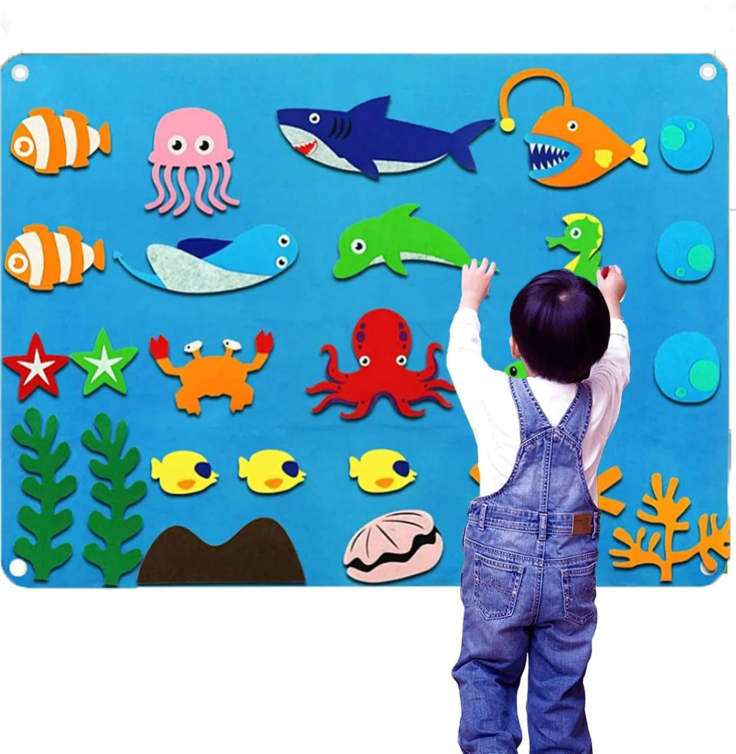 Kinder Hai Octopus Spielzeug Wand Aktivität Storytelling Teaching Ocean DIY Große Filz Board Story Set für Kleinkinder