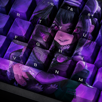 Custom LOL Goth Annie 68 Key Side Printed PBT Dye Sublimation Keycaps Cherry Profile for Mechanical Keyboard