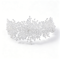 Élégante Tiare de Fée des Forêts en Cristal, Serre-tête Scintillant en Forme de Feuille, Accessoire de Cheveux pour Mariage, Bal de Promo et Concours de Beauté