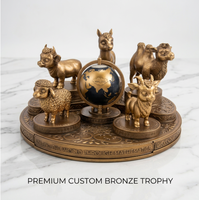 Trophée Figurine Animale 3D Réaliste en Métal, Gravure Personnalisée pour Compétition Internationale, Souvenir