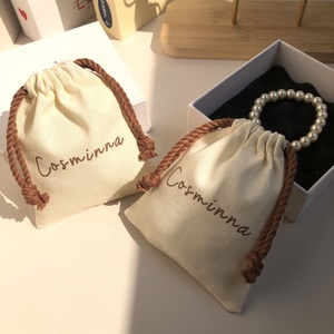 High Quality Small Cotton Canvas Dust Bag for Jewelry Earring Packaging Jewelry Drawstring Pouch With Printing Logo - Product Image 4