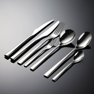 Set di Posate in Acciaio Inox 304 Stile Occidentale, Coltello Forchetta Cucchiaio con Bordo Avvolto, Spessore Maggiorato, Alta Estetica per Uso Alberghiero - Product Image 1
