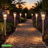 Lampu Taman Tenaga Surya Stainless Steel Grosir IP44 Daya Tahan Lama Baterai AAA Lampu Jalur LED Taman Halaman Jalan Masuk 24PCS PDQ OEM