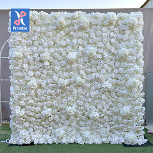 Promise Roll up <b>Flower</b> <b>Wall</b> Wedding Home Party Event Decor Backdrop Floral <b>Wall</b> Panel Silk <b>Artificial</b> White <b>Flower</b> <b>Wall</b> - Product Image 1