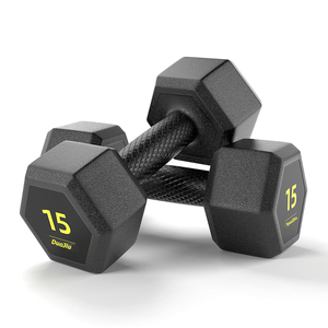 Durable Custom Rubber <b>Dumbbells</b> 20lbs Anti-Roll Square Head Hand Weights for Home Gym Fitness Exercise Body Building - Product Image 1