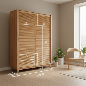 Armoire en bois massif de cerisier minimaliste moderne avec <span class=keywords><strong>porte</strong></span> <span class=keywords><strong>coulissante</strong></span> lisse pour chambre à coucher de <span class=keywords><strong>style</strong></span> japonais, meubles de rangement pour la maison - Product Image 6