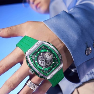BG5602 Men Automatic <b>Watch</b> Luxury Tonneau Case <b>Mechanical</b> Wristwatch Rubber Strap Stainless Steel <b>Watches</b> - Product Image 6