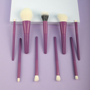 Cheveux synthétiques végétaliens violets 9 pièces poudre à poils souples Contour Blush pinceau à pointillés ombre à paupières sourcils Mini pinceaux de maquillage - Product Image 2