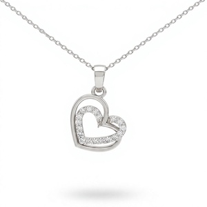 Collier pendentif en forme de cœur avec diamant, à porter au quotidien, bijoux fins romantiques pour femmes, diamant naturel et cultivé en laboratoire - Product Image 2