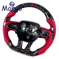 Volant de direction en fibre de carbone forgée rouge et blanc personnalisé pour l'intérieur de la voiture, pour Dodge Challenger Charger Hellcat SRT 2015+