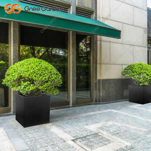 Jardinière en fibre de verre noire de 24 pouces, grande, carrée, intérieure/extérieure, écologique, antirouille, pot de fleurs, utilisation hôtelière, style américain - Product Image 1