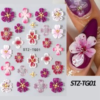 Autocollants 5D en relief pour ongles, motifs fleurs d'orchidée, pétales floraux, adhésifs en gel, décorations pour ongles, accessoires de manucure DIY